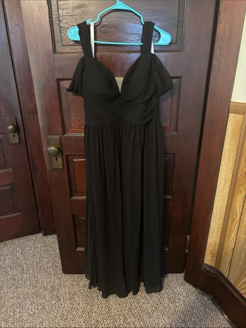 Azazie Elegant Black Maxi Dress with Draped Bodice